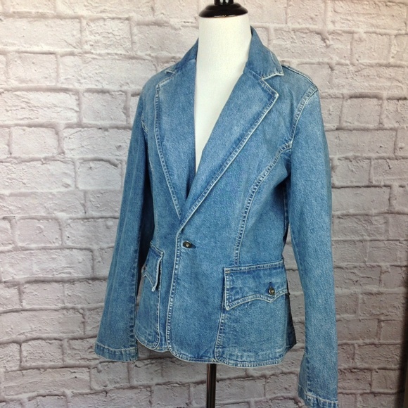 Vintage Tommy Hilfiger Jean Jacket Women 8 Stretch - Picture 3 of 6